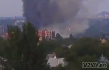 Відео пожежі у військовій частині Донецька