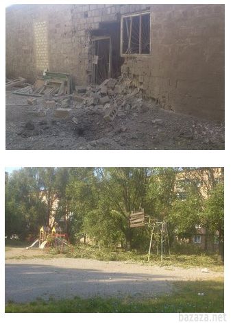 Донецьк зруйнований 13.08.2014 (фото). 13 серпня продовжився обстріл Донецька. З'явилися нові руйнування.
