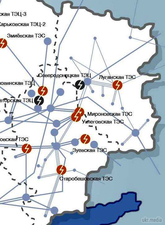 Версія: Ахметов перепідключає свої шахти на російську електрику (карта). 9 листопада в обложеному Свердловську та ряді інших розташованих неподалік населених пунктів можуть відключити електроенергію. 
