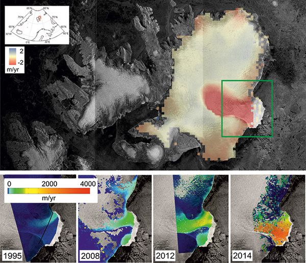 Норвезький льодовик Остфонна зменшився на 50 метрів. Швидка втрата льоду на віддаленому арктичному льодовику була помічена супутниками «Сентінел-1A» і «Кріосат»