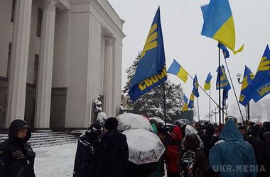 "Свобода" привела під Верховну Раду близько 200 осіб. Малочисельність пояснюють поганою погодою