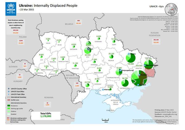 ООН виклала карту українських переселенців. Карта з'явилася в Twitter ООН.