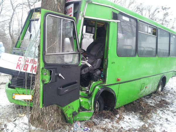 Внаслідок ДТП під Харковом, постраждали 8 людей. Під Харковом автобус з людьми протаранив дерево.