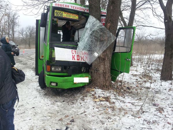 Внаслідок ДТП під Харковом, постраждали 8 людей. Під Харковом автобус з людьми протаранив дерево.