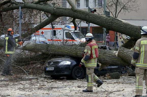 Ураган зупинив поїзда в Німеччині. Потужний ураган "Ніклас", що обрушився на Німеччину, ламає дерева і зупиняє поїзда.