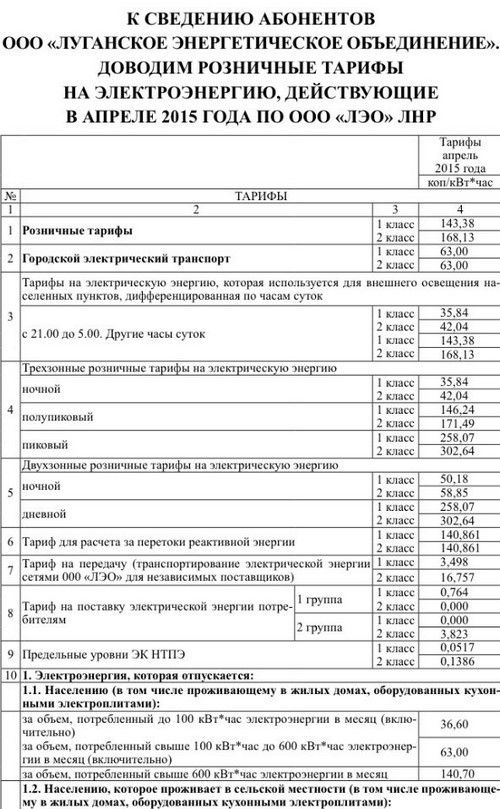 Фотофакт: нові комунальні тарифи у «ЛНР». З 1 квітня 2015 року в силу вступили нові тарифи на окупованій території Луганської області - так званої «ЛНР». 