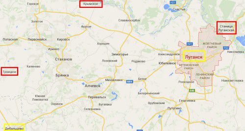 Три неспокійні точки Луганській області (карта). Станом на сьогодні, 14 квітня, в Луганській області зіткнення між бойовиками «ЛНР» і силовиками «ЗСУ» відбулися в трьох точках дотику. 