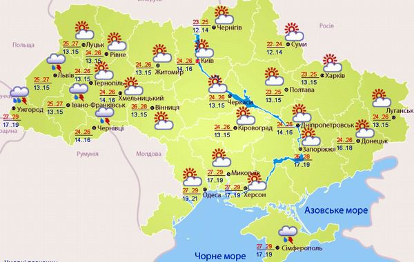 З початком наступного тижня аномальна спека останніх тижнів помалу почне йти з України (карта). З понеділка температура в Україні помітно знизиться