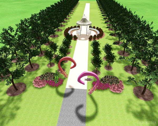  Алея молодят з величезною аркою у вигляді серця з'явиться у Києві. А всі закохані зможуть на пам'ять посадити в саду навколо алеї дерево.