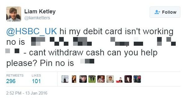 Британець спантеличив користувачів мережі , опублікувавши дані банківської карти в Твіттері. У середині січня героєм англомовного Твіттера став житель Лондона Ліам Кетлі