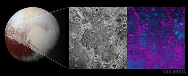 NASA показало знімок поверхні Плутона, де спостерігається сублімації метанового льоду. Станція New Horizons передала знімок ділянки поверхні західного півкулі Плутона, на якому спостерігається сублімація (сублімація, тобто перехід матерії з твердої фази в газоподібну) метанового льоду.