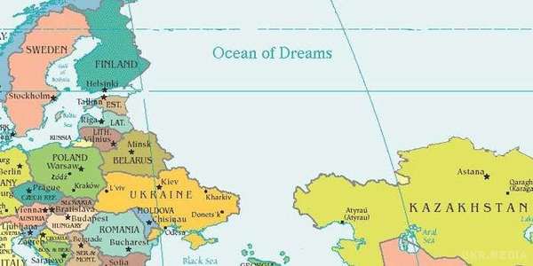 Мережу потішила карта з океаном замість Росії. На виданій в Грузії мапі відсутня Російська Федерація. 