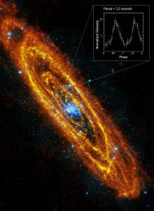 В Галактиці Андромеда знайшли  нейтронну зірку, яка швидко обертається. Дослідники виявили в "сусідній" галактика Андромеда швидко обертається нейтронну зірку.