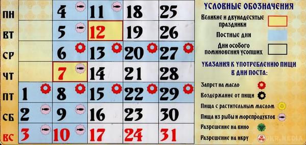 Церковний православний календар на липень 2016 року. Церковні свята, пости, дні пам'яті святих в липні 2016 року.