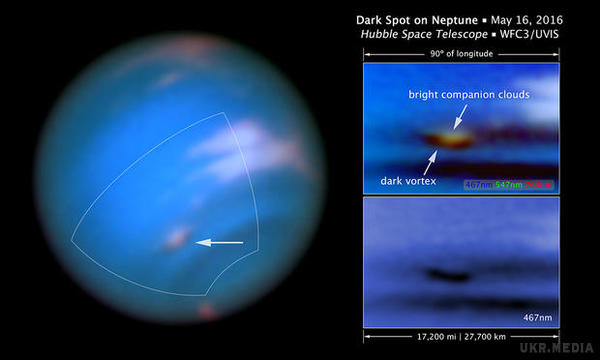 На Нептуні виявили чергову чорну пляму. На самій далекій планеті Сонячної Системи вирував черговий шторм, який залишив чорну пляму.