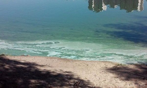 У Києві озеро забарвилося в зелено-блакитний колір (фото). У Києві з озером Сонячне, що на Позняках, сталася дивна трансформація - вода забарвилася в зелено-блакитний колір.