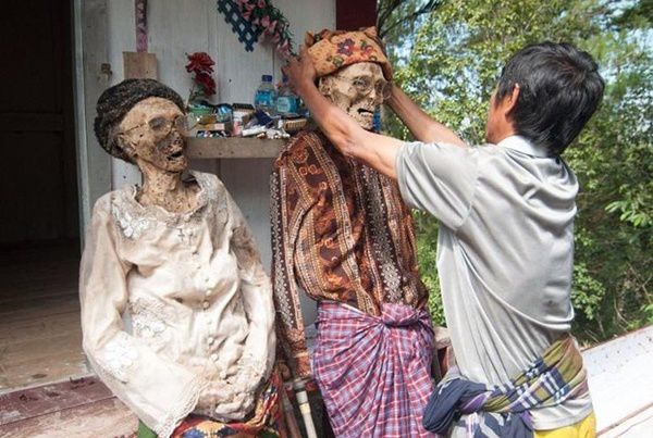 Жителі індонезійського острова викопали і причепурилося трупи померлих людей. В Індонезії проживає група народів під назвою Тораджи, які славляться моторошними ритуалами. 