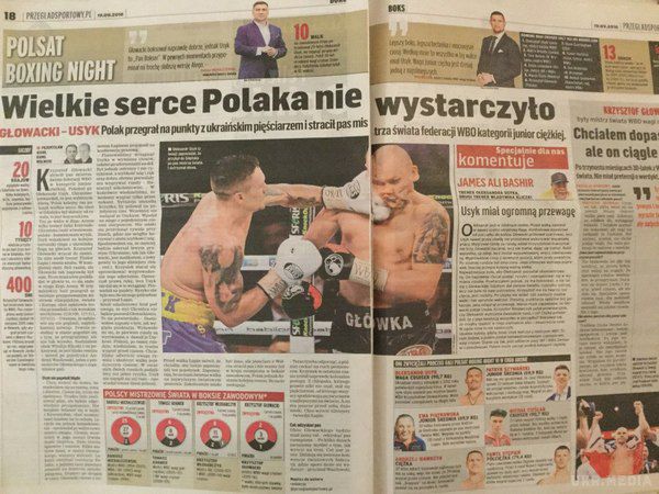Реакція польської преси на перемогу Усика. Провідні польські видання у своїх понеділкових номерах не залишили без уваги бій у Гданську.