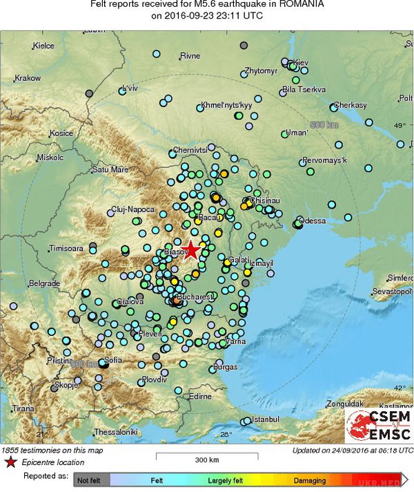 Найсильніше румунський землетрус відчувався в Одесі, але докотилося і до Києва. Землетруси в зоні Вранча, які відчуваються в Україні, – звичайне явище. Сьогоднішній був далеко не найсильнішим.
