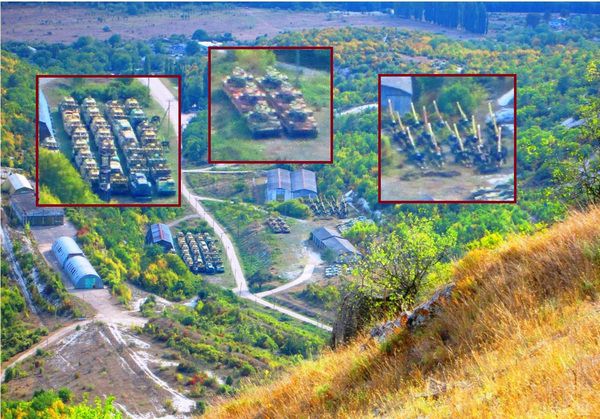 Виявлено місце зберігання захопленого російськими окупантами в Криму українського озброєння (фото). Українські патріоти з окупованого Криму передали свіжі фотографії військових складів, зроблені в околицях Качинського каньйону (Бахчисарайський район). На знімках зафіксовано велике скупчення різного роду озброєння і техніки.