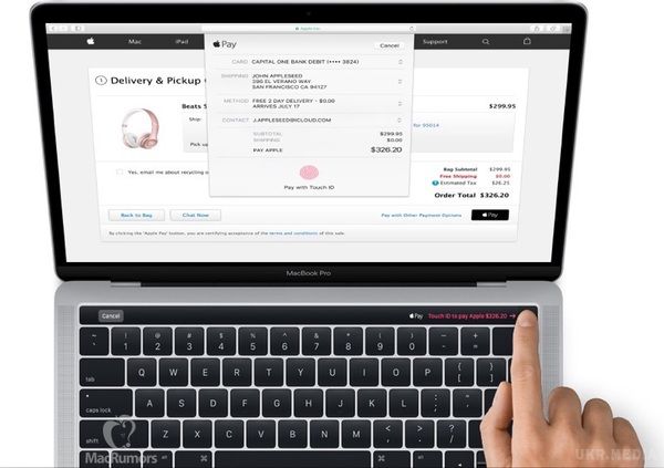 Знімки нового ноутбука Apple MacBook Pro. У верхній частині клавіатури ноутбука буде розміщуватися сенсорна панель.