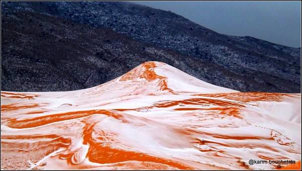 У пустелі Сахара випав сніг вперше майже за 40 років (фото). Фотограф-любитель встиг зробити знімки рідкісного явища.