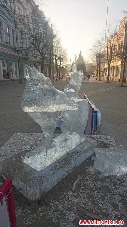  В Житомирі дві жіночки влаштували атаку на льодові скульптури. У ніч на 2 січня дві льодові скульптури на вул. Михайлівській у Житомирі зазнали нападу