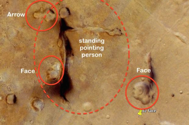 Уфологи виявили на Марсі статуї людей (фото). Два утворення нагадують людські обличчя в профіль, причому одна зі статуй схожа на Будду.