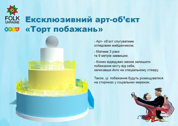 На Софійській площі на День Києва встановлять гігантський торт. Проект Folk Ukraine опублікував програму святкування Дня Києва на Софійській площі