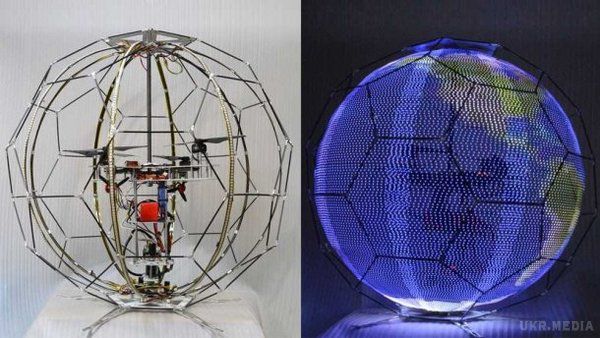 Розроблений перший у світі сферичний літаючий дисплей. Японський оператор мобільного зв'язку поєднав дисплеї з обертових світлодіодів з безпілотником

