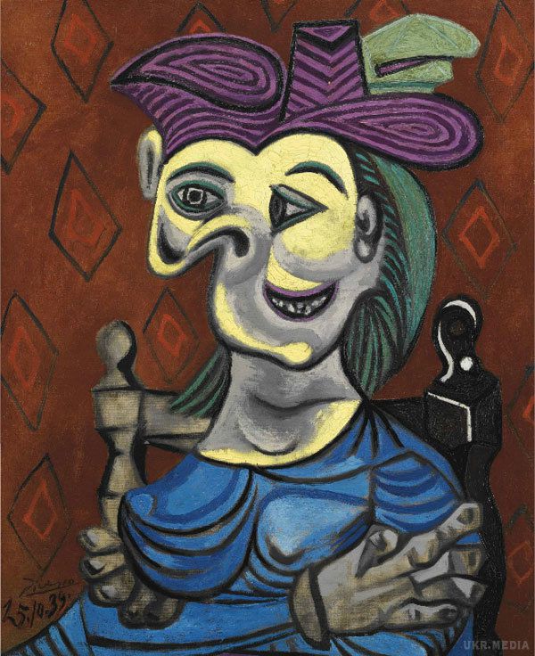 Картину Пікассо "Жінка в синій сукні" продали за $45 млн. На портреті зображена одна з численних коханок Пікассо Дора Маар у віці 31 року. Самому художникові тоді було 58 років.