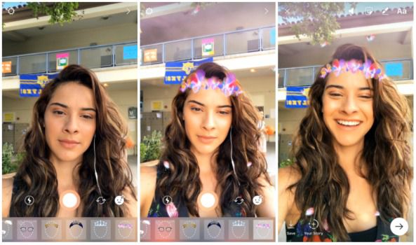 Instagram запустила «маски» за аналогією зі Snapchat. Соціальна мережа Instagram додала можливість зйомки відео або фото для «історій», використовуючи при цьому «маски» за аналогією зі Snapchat, який впровадив подібну опцію ще у 2013 році.