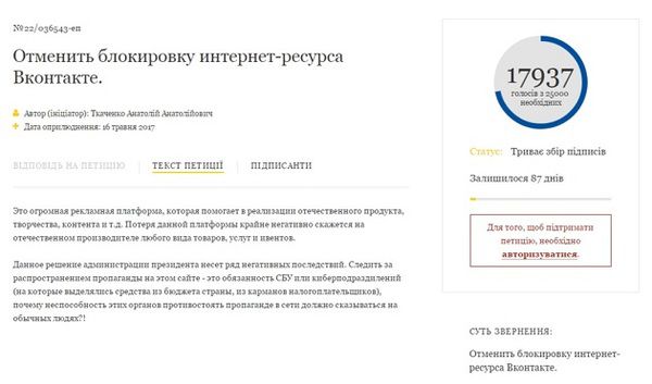 Блокування ВКонтакте: користувачі мережі атакують сайт петицій Порошенка. З моменту підписання указу зареєстровані десятки петицій з такими вимогами.