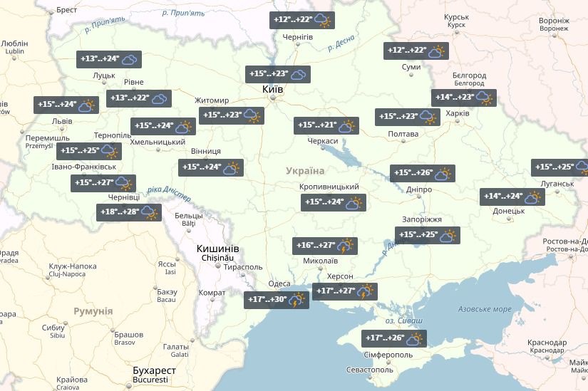 Погода в Україні на тиждень: буде спекотно і практично без опадів. Цього тижня в Україні практично без опадів, у більшості регіонів очікується спекотна погода.