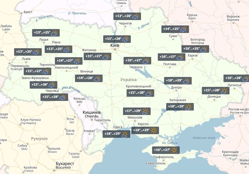Погода в Україні на тиждень: буде спекотно і практично без опадів. Цього тижня в Україні практично без опадів, у більшості регіонів очікується спекотна погода.