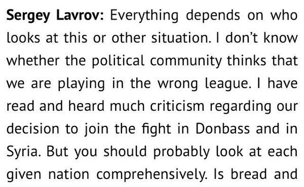 Як Лавров проговорився про агресію РФ на сході України. Лавров продовжив виправдовувати військову інтервенцію в Україну загрозою російськомовному населенню в Україні, яка нібито виникла після подій 2013-2014 рр.