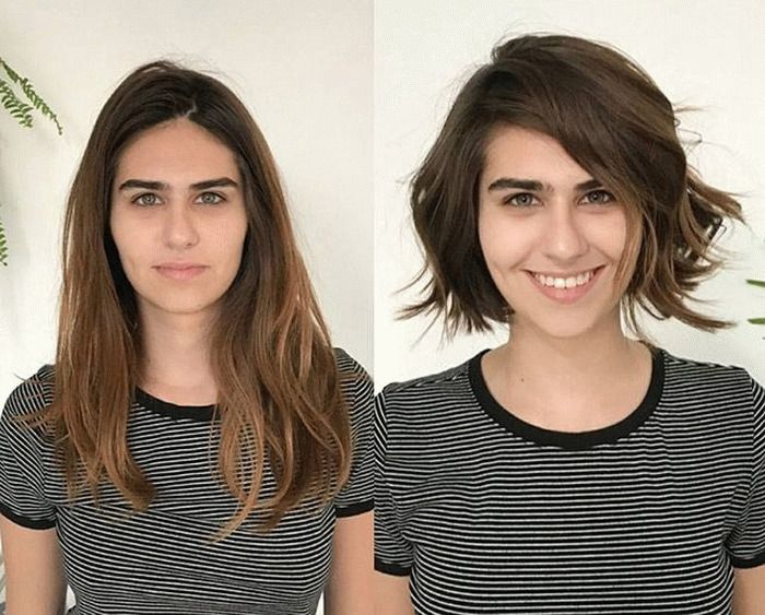  Довжина має значення: знімки дівчат до і після стрижки (Фото). Давайте поглянемо на фото дівчат до і після стрижки, щоб оцінити як їм краще — з довгими чи з короткими волоссям.