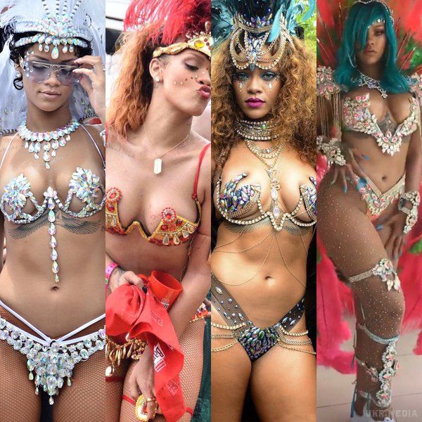 Rihanna шокувала відвертим костюмом на карнавалі. Співачка Rihanna в епатажному наряді взяла участь у щорічному фестивалі Crop Over на рідному Барбадосі.