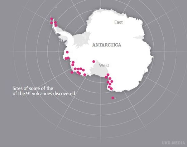 Під льодами Антарктиди сховалися понад 90 вулканів. Шотландські науковці виявили ймовірно найбільший вулканічний пояс на нашій планеті, який сховався під величезним шаром льоду.