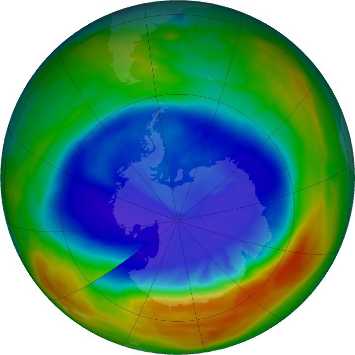 Вчені NASA зафіксували рекордне скорочення озонової діри над Антарктикою. За рік діра зменшилася майже на 3,5 млн квадратних кілометрів.