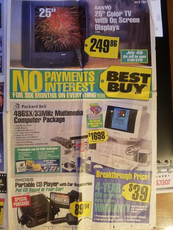 Цей рекламний проспект 1994 року показує саму круту техніку того часу. Самі круті гаджети 1994 року.