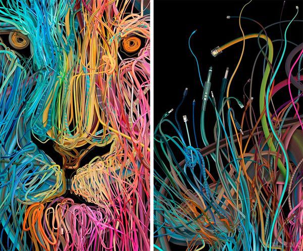 Чудові ілюстрації тварин і людей, зроблені з проводів (Фото). Ці роботи з проводів створює візуальний дизайнер з Греції – Charis Tsevis.