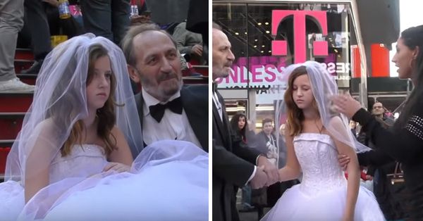 12-річна наречена і 65-річний наречений позували в центрі Нью-Йорка. Реакцію жителів треба бачити...(фото). Реалії сучасного світу.