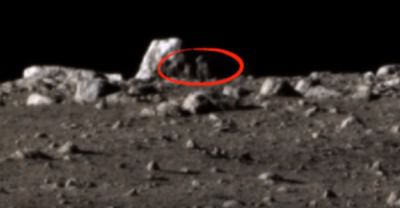 Уфологи спіймали на Місяці сірого прибульця який гуляє. Подовжений череп і широке тіло. 