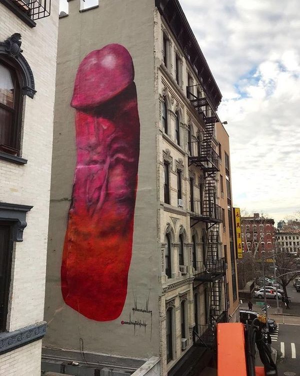 Художниця намалювала реалістичний пеніс майже на всю висоту будинку в Нью-Йорку. Нещодавно у Нижнього Іст-Сайда, Нью-Йорк, з'явилася ерекція.