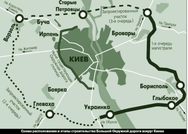 Оприлюднена схема нової окружної дороги Києва, яку побудують китайці за $2 млрд. Нову Окружну дорогу Києва почнуть будувати вже у цьому році.