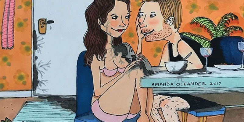 Надто чесні ілюстрації про те, як виглядає любов, коли ніхто не бачить (Фото). Художниця Аманда Олеандр з Лос-Анджелеса втілює моменти любові на папері.