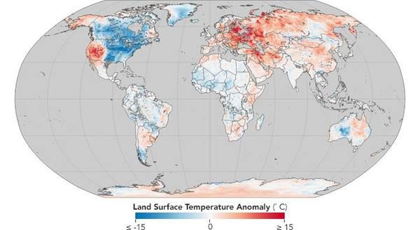 У НАСА показали ефектну карту температурних аномалій у світі. Вчені NASA оприлюднили карту, на якій зображені температурні аномалії в світі.