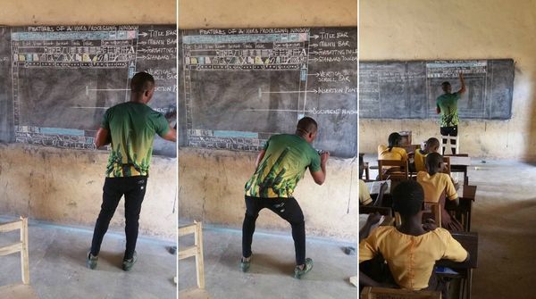 Сільському вчителеві в Гані, який крейдою малював монітори на дошці, подарували комп'ютери. Вчитель працює в початковій школі в ганської селі, де немає жодного комп'ютера, Microsoft і НИИТ подарували комп'ютери.
