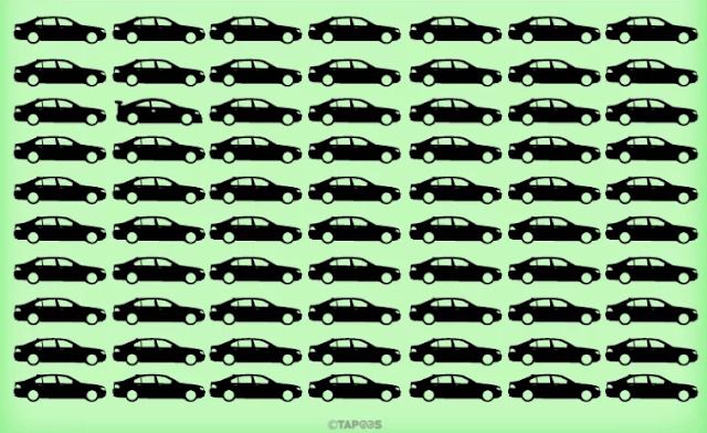 Знайдіть машину, яка не схожа на інши. У кожному зображенні є символ який відрізняється.